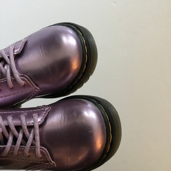 Dr. Martens metallic pink lace up boots with zipper - Picture 7 of 8